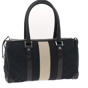 Gucci Black and Beige Canvas Top-Handle Satchel
